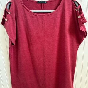 Pink Clover Women's Burgundy Blouse with Button Detail